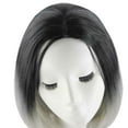 thumbnail image 3 of Sucs Gradient Black Grey Bob Style Middle Part Short Straight Wigs Cosplay Hairpieces Fake Hair Caps, 3 of 6