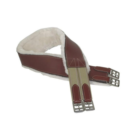 Derby Originals Removable Fleece Lined Overlay Leather English Girth w/ D Ring- 50"