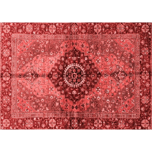 Ahgly Company Machine Washable Indoor Rectangle Persian Red Traditional Area Rugs, 5' x 7'