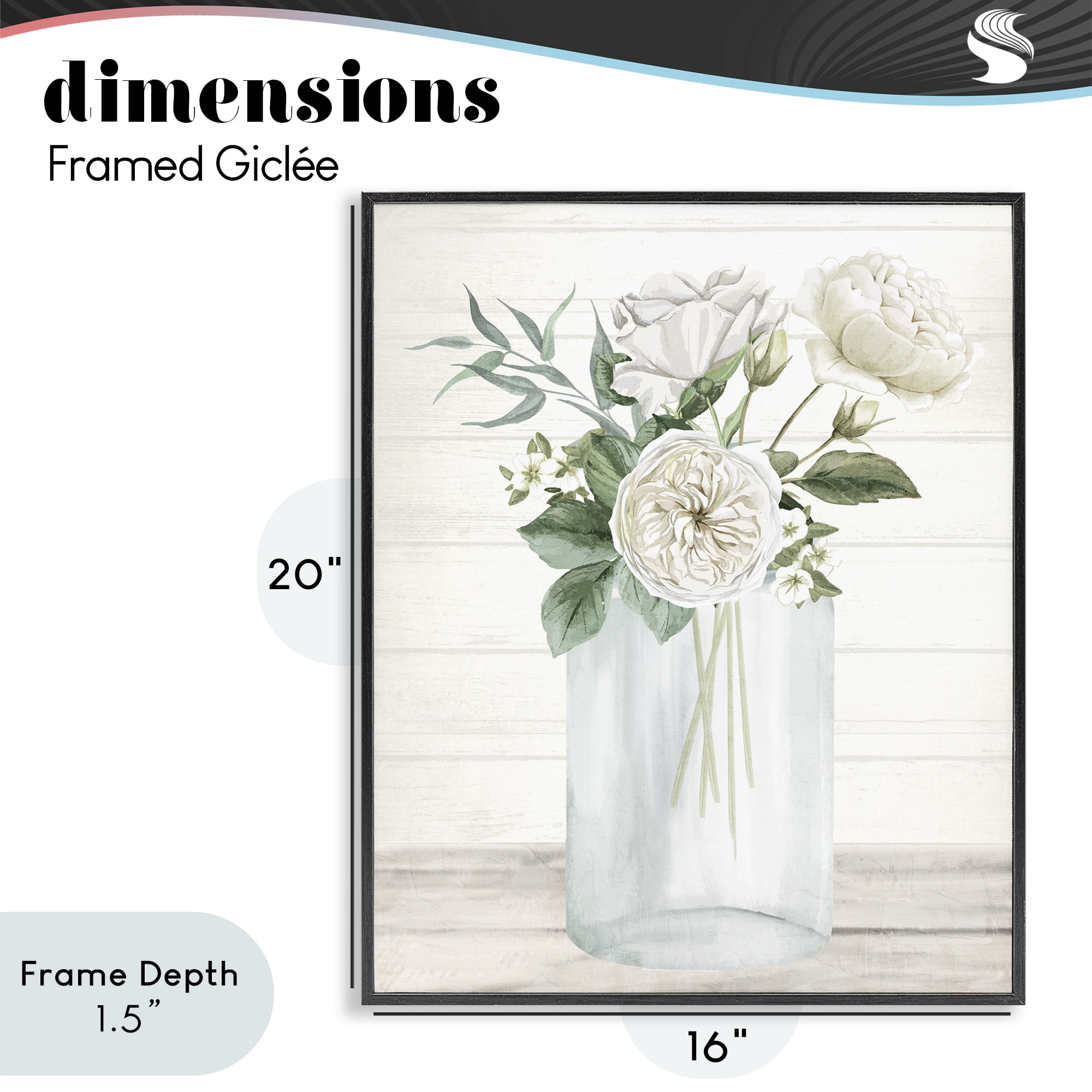 Stupell Industries Patience Flower Vase Black Framed Giclee Art, design by Kim Allen
