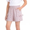 thumbnail image 3 of SROBPTY Girls 2-13 Years Solid Bow Print Elastic Waist Casual Summer Shorts Pink, 3-4 Years, 3 of 5