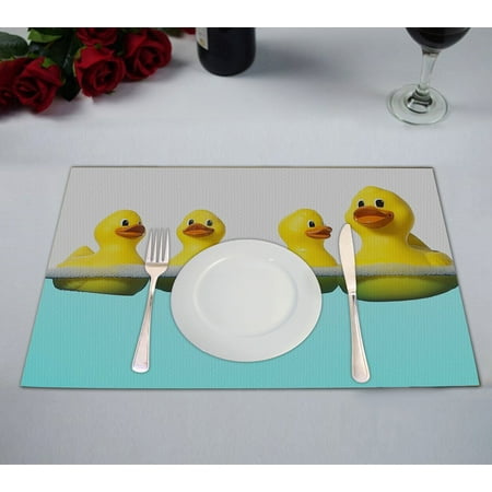 

GCKG Funny and Cute Tiled Yellow Rubber Ducky Table Placemat 12x18 Inch Set of 2