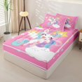 thumbnail image 2 of Metsweet Cute Unicorn Zipper Full Size Comforter Sets with Fitted Sheet and 2 Pillowcases for Girls, Cartoon Rainbow Animal Zipper Bedding Set,4pcs,Pink Reversible, 2 of 6