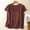 Wine, variant on Womens Cotton Linen Tops Short Sleeve Pleated Shirts Basic Crew Neck Tee Blouses Casual Work Tunic Summer Top