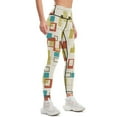 thumbnail image 2 of Leggings Rétro Modernes Abstraits Turquoise Orange Vert Olive Taille Haute pour Femmes, 2 of 5