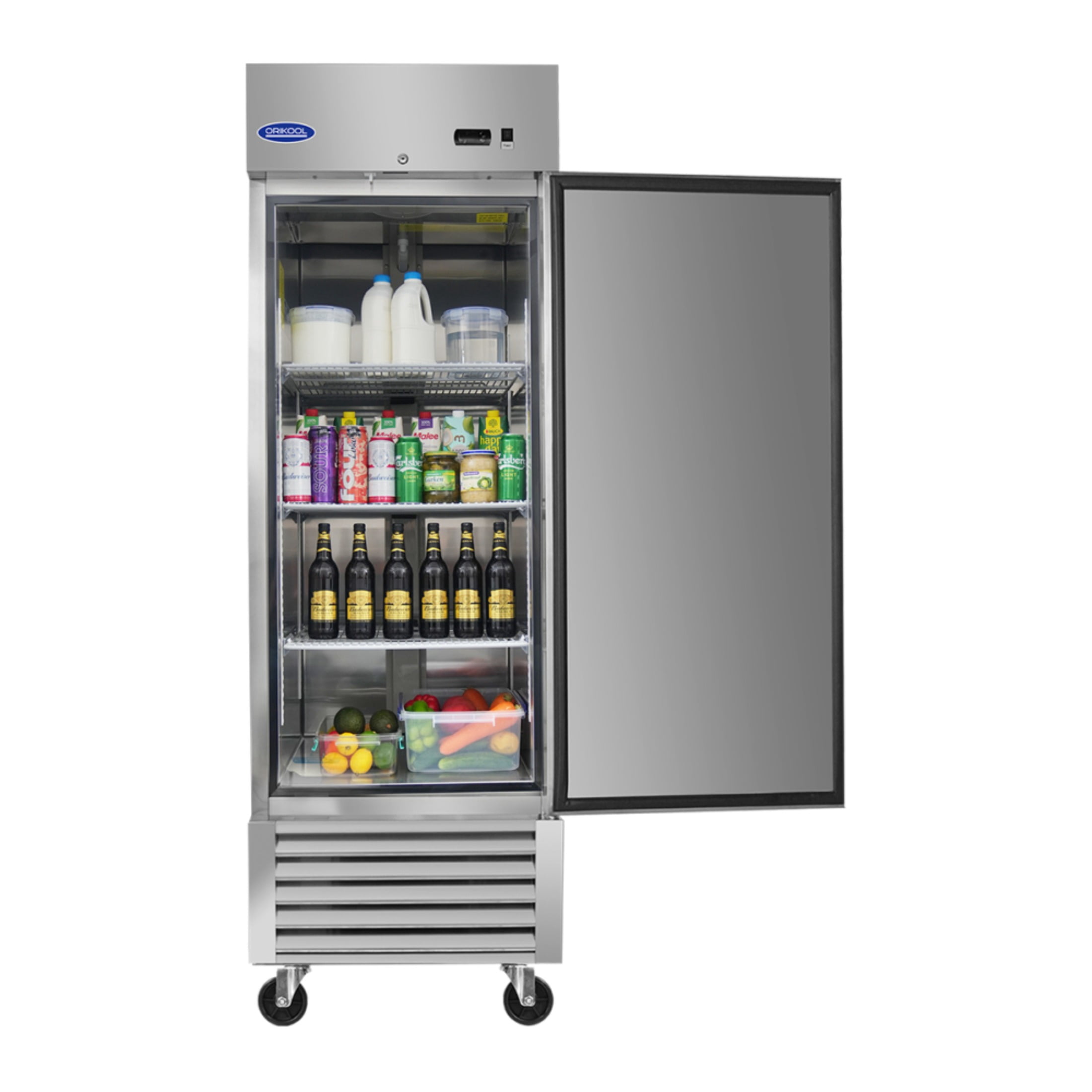 27" Commercial Refrigerator 23 Cu.ft with 1 Solid Door Reach-In Refrigerators Stainless Steel ETL Approved Upright Fridge Storage