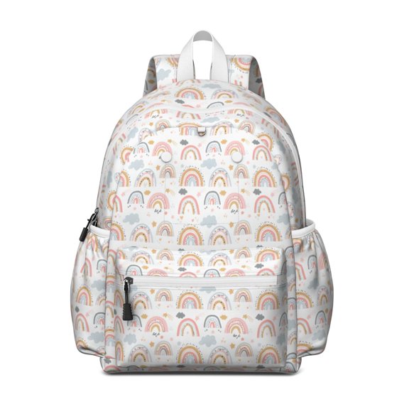 Boho Bohemia Rainbow Backpack for School,Cute School Bag,Schoolbag with Adjustable Shoulder Straps & Padded Back,13.4"x11"x4.7"