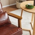 thumbnail image 5 of Zimtown Arm Chair, Solid Oak Wood Accent Chair, Upholstered Golden Thai PU Leather Single Chair, Dark Brown, 5 of 7
