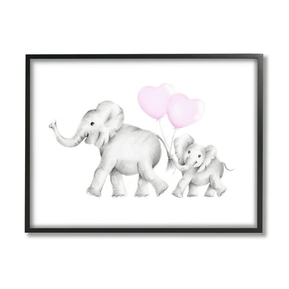 Stupell  Mama and Baby Elephants Framed Giclee Art Black Framed - 16 x 20