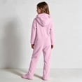thumbnail image 6 of Kids Hooded Onesie Fleece Footed Jumpsuit with Bear Ears, Full Zip One Piece Cozy Sherpa Loungewear for Boys Girls, Pink 4T, 6 of 8