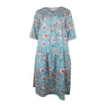 thumbnail image 4 of Fridja Robe Imprimée Ligne A pour Femmes, Col en V, Manches Courtes, 4 of 7