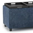 thumbnail image 3 of Avalon 42 inch Wide Contemporary Storage Ottoman in Denim Blue Vegan Leather, 3 of 9
