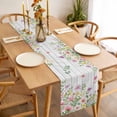 thumbnail image 3 of Table Runner 72 Inches Long for Kitchen Dining, Pink Purple Flower Dresser Scarf Farmhouse, Dining Table Decorations for Wedding/Parties, Spring Farmhouse Floral Leaf Wood Grain 16 x 72 In, 3 of 8