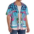 thumbnail image 3 of Salouo Beach Flamingo Trio Pattern Cuban Collar Shirts for Men Button-Down Shirt Men's Short Sleeve Shirts Hawaiian Shirts Casual Shirts -3X-Large, 3 of 6