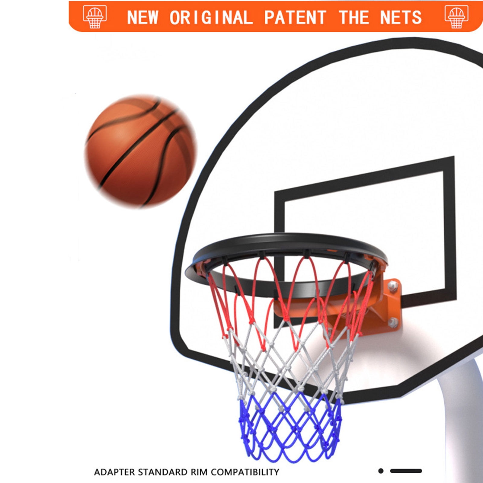 BIBABLYKE Basketball PU Portable Basketball Meshes Frame for Indoor and Outdoor Removable Professional School Basketball Net Frame