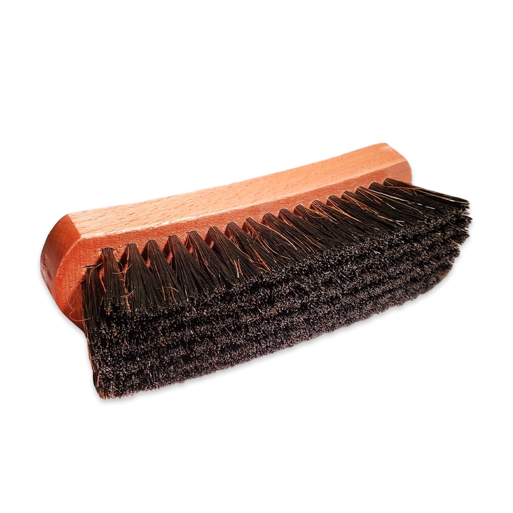 Boot Shoe Brush with 9" Professional Wood Handle and DARK Horse Hair Bristles