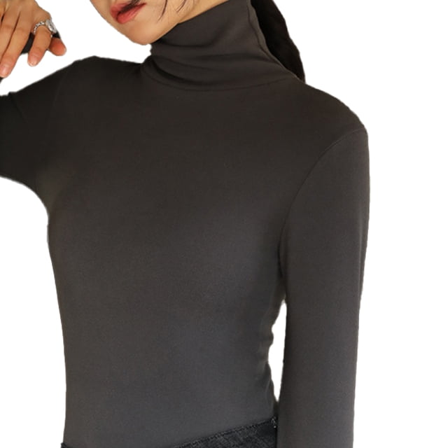 Camisas de manga larga con cuello alto para mujer, moda de otoño, capas básicas, ajustadas, ropa interior