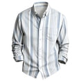 thumbnail image 3 of Ceisia Men's Red-Blue Wave Print Shirt | Stretchy Slim Long-Sleeve Turndown Collar Casual Top Gift, 3 of 5