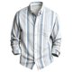thumbnail image 3 of Ceisia Men's Red-Blue Wave Print Shirt | Stretchy Slim Long-Sleeve Turndown Collar Casual Top Gift, 3 of 5
