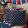 thumbnail image 5 of 2 Pack Outdoor Waterproof Throw Pillows,Independence Day Patriotic Stars on Blue Decorative Square Pillow Case Patio Pillows for Chair Couch Sofa 16x16in, 5 of 9