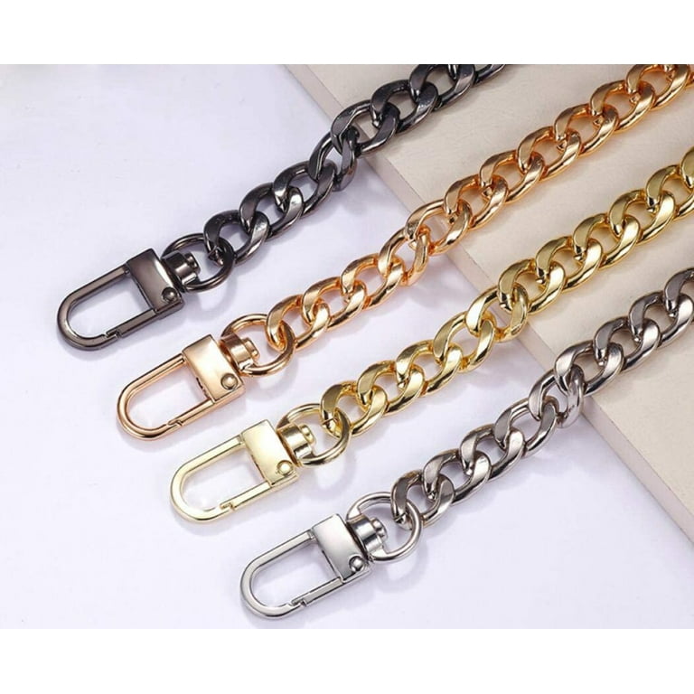2 PK 47 DIY Flat Chain Strap with Metal Lobster Clasp Purse Chain Strap  Interchangeable Bag Chains Replacement Handbag Chains Accessories for DIY  Shoulder Cross Body Sling (Gold) 