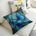 thumbnail image 5 of Blue butterfly blue flower Flowers Linen toss pillowcase Decoration pillowcase Gift preferred 18x18" Cushion cover 4 set Sofa pillowcase Sofa bedroom living room car, 5 of 8