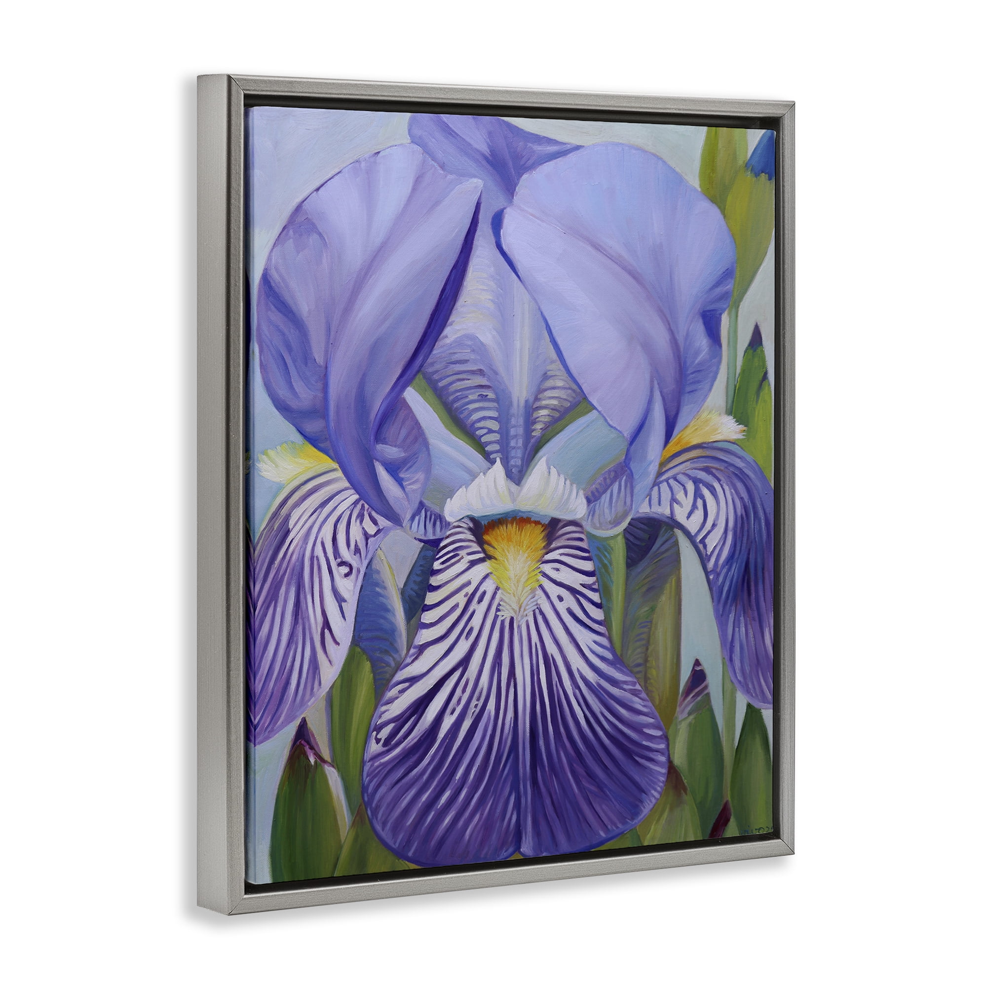 Stupell Industries Blooming Purple Iris Petals Gray Framed Floater Canvas Wall Art, design by Violeta Vollmer
