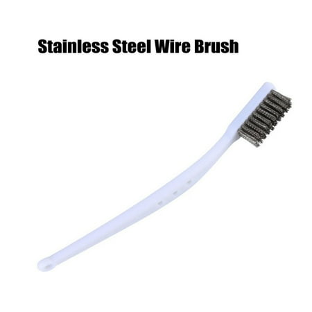 

White Plastic Handle Brass Wire Brush Stainless Steel Nylon Metal Rust Cleaning