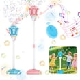 thumbnail image 2 of Rechargeable Bubble Blower Machine, Kids Bubble Toy with Lights, Adjustable Height Street Lamp Blower for Backyard Summer Parties Purple, 2 of 9
