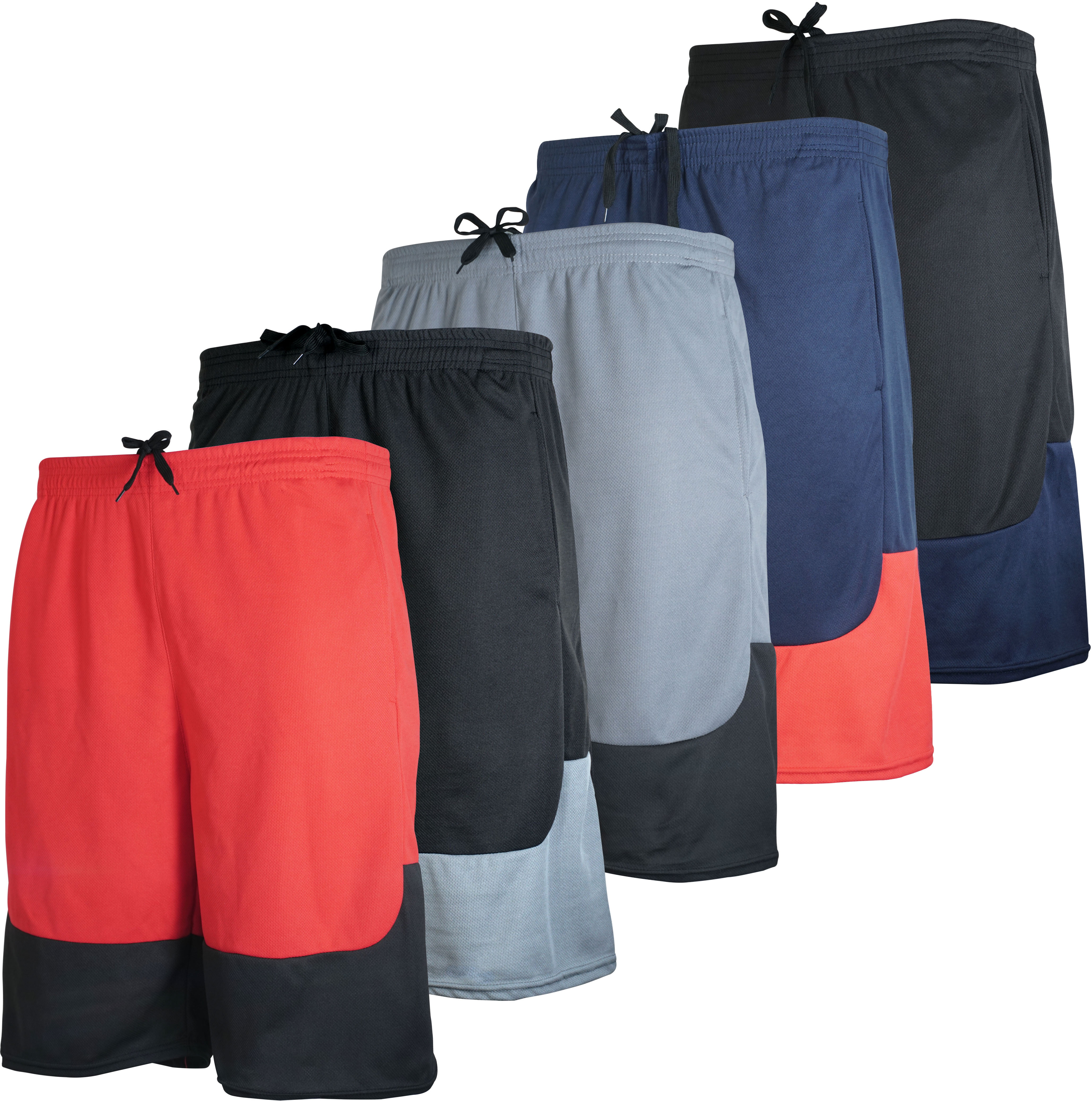 Real Essentials - 5 Pack Men's Mesh Active Athletic Performance Shorts ...