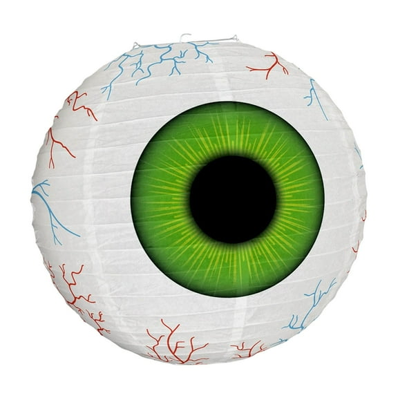 guohui Halloween Paper Lantern Halloween Decoration Eyeball Round Hanging Paper Lantern Hanging Ornament for Garden Home Celebration Green