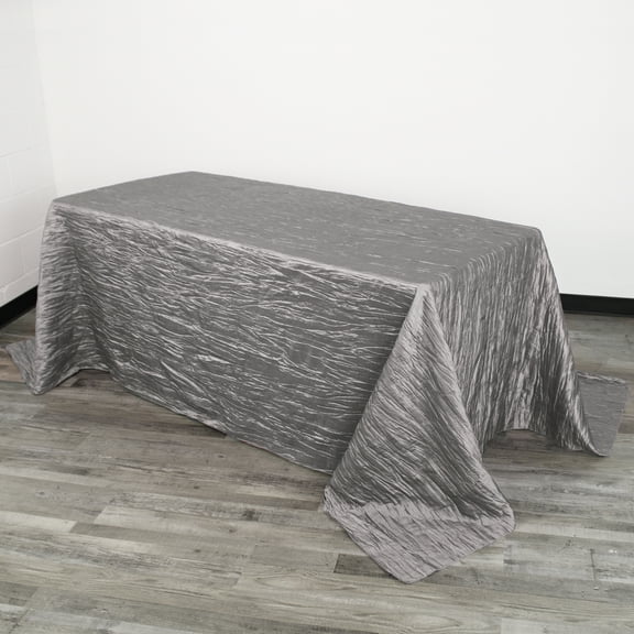 Your Chair Covers - Crinkle Taffeta Tablecloths 90 x 132 in. Rectangular Dark Silver for all events, Wedding, Parties