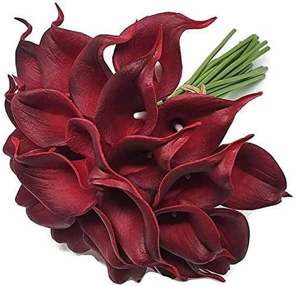 10 pcs Real Touch PU Latex Artificial Calla Lily Flowers for Wedding Bouquets, centerpieces, and Floral Decor (Yellow)