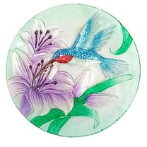 Continental Art Center 3206781 18' Silver Glitter Hummingbird Glass Plate Bird Bath Bowl Decorative Yard Art