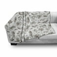 thumbnail image 2 of Botanical Soft Flannel Fleece Throw Blanket, Monochrome Design of Branches Leaves and Various Herbs Drawn by Hand, Cozy Plush for Indoor and Outdoor Use, 70" x 90", Dark Cocoa and White, by Ambesonne, 2 of 5