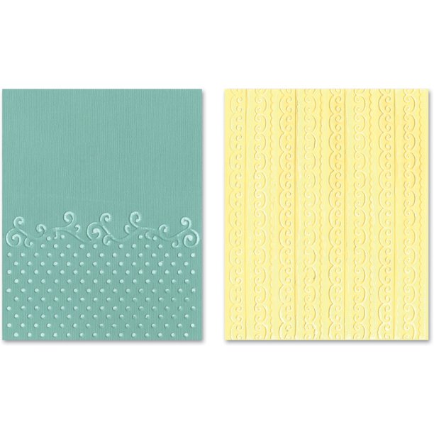 Sizzix Textured Impressions A2 Embossing Folders 2/PkgFlourish/Dots & Ribbon Set