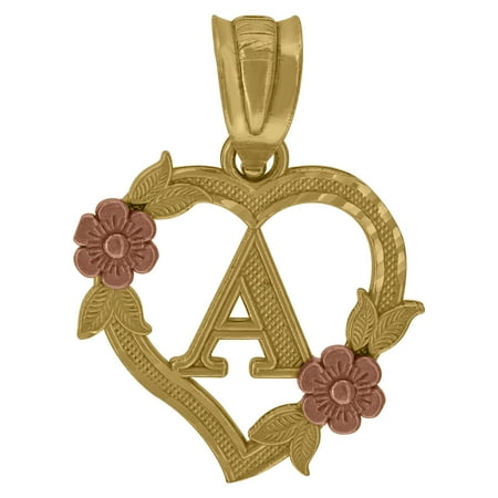 10k Yellow & Rose Gold Women Initial "A" Letter Pendant 1g Diamond Cut Charm
