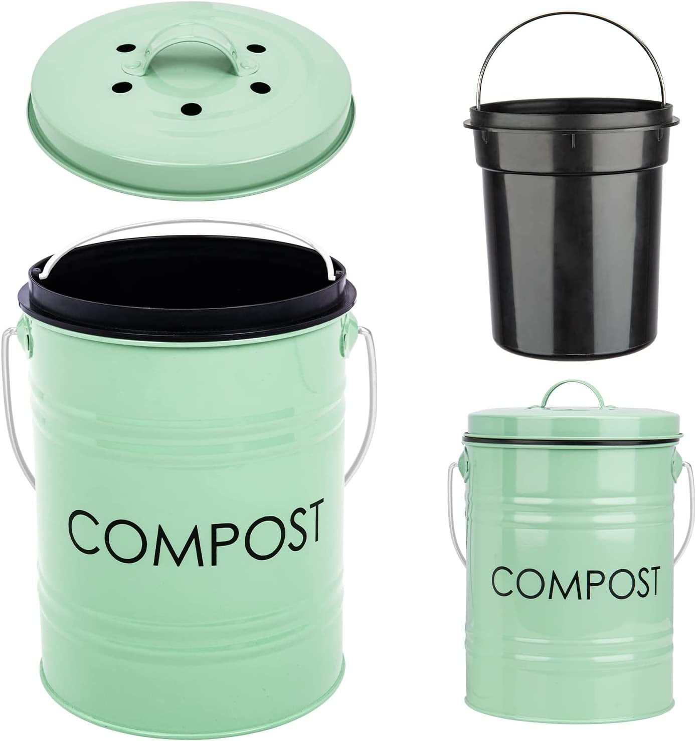Vipush Compost Bin Kitchen Counter, Durmmur 1.0 Gallon Indoor Kitchen