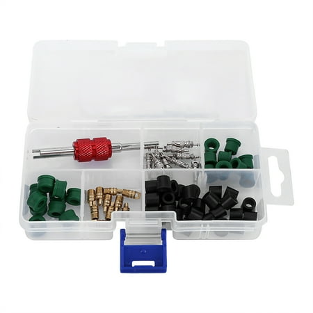 

71pcs Air Condition Repair Kit Repair Tool 10pcs Valve Cores 50pcs Hose Gaskets 10pc Valves