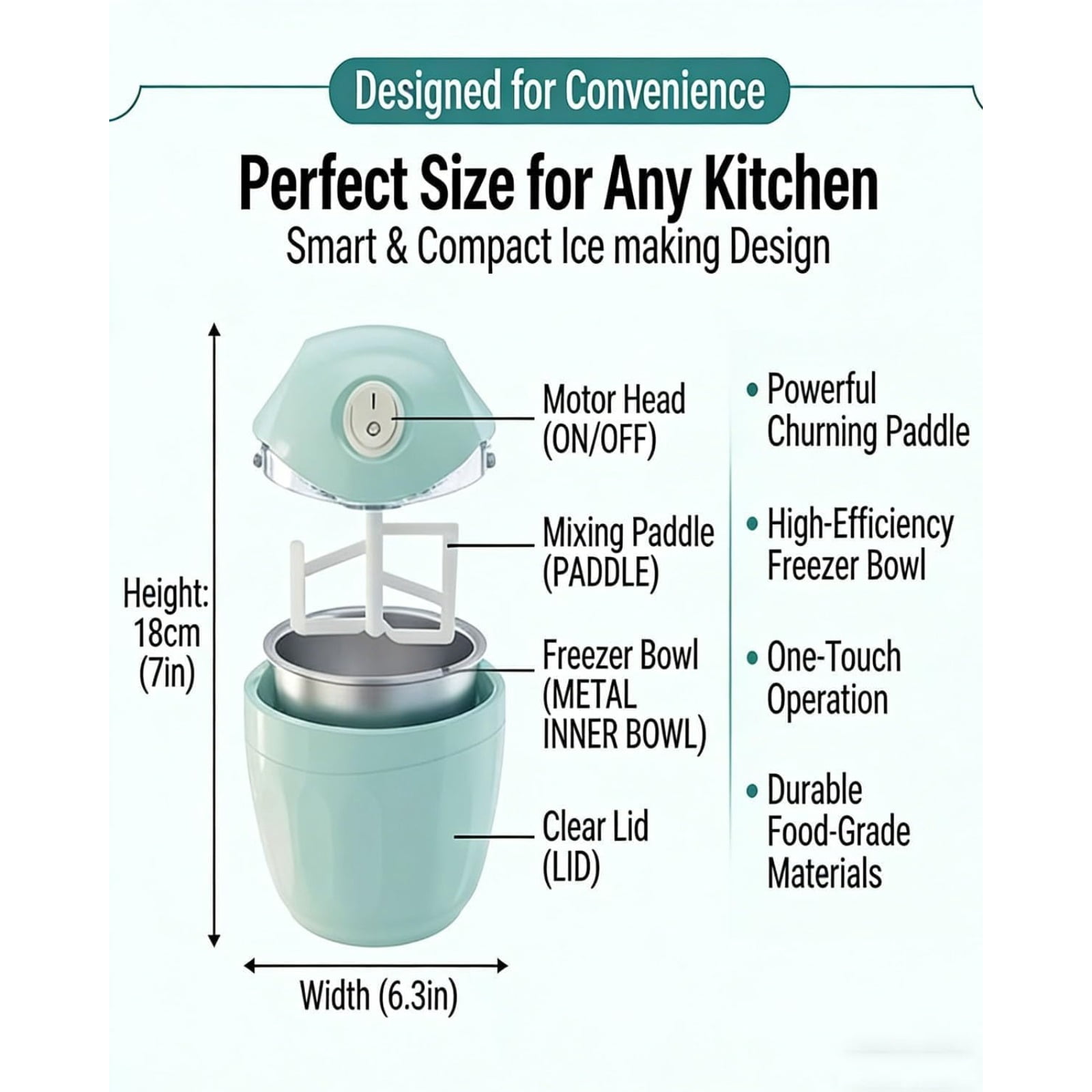 Small Home Mini Ice Cream Maker - Personal Single Serving Electric Maker for Frozen Yogurt, One-Touch DIY Dessert Maker, Compact Kitchen Appliance for Family Treats Gift