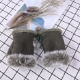 thumbnail image 1 of Guantes de medio dedo de piel de conejo, moda para mujer, otoño e invierno, guantes de medio dedo para estudiantes, para escribir en la computadora, 1 of 6