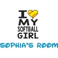 thumbnail image 1 of I Love My Sofball Girl Sports Player Customized Wall Decal - Custom Vinyl Wall Art - Personalized Name - Baby Girls Boys Kids Bedroom Wall Decal Room Decor Wall Stickers Decoration Size (15x30 inch), 1 of 1