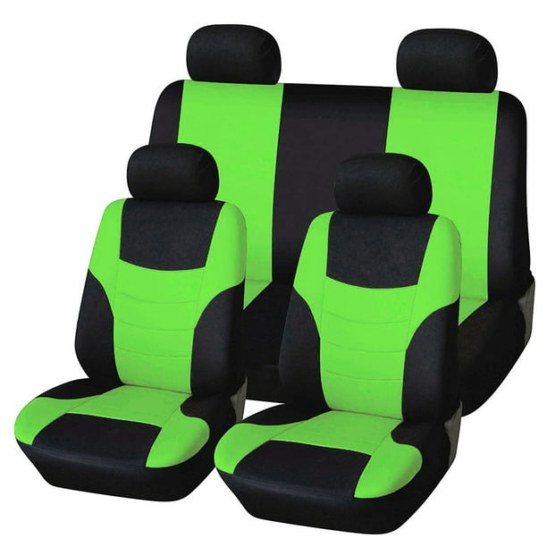 8Pcs Universal Classic Car Seat Cover Protector de asiento Car Styling Fundas de asientos Set (verde fluorescente)