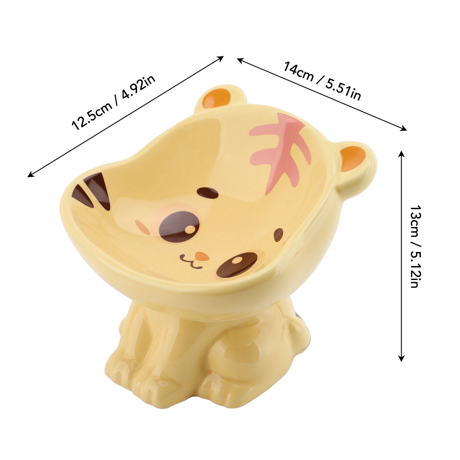 Rupoun Ceramic Pet Bowl Cute Cartoon Tiger Design Elevated and Tilted Cat Food Bowl for Home Use, Anti-Spill Raised Kitten Feeder, 5.51 inches / 14 cm [cite: 1, 8, 12]