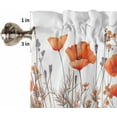 thumbnail image 5 of Watercolor Floral Kitchen Curtains and Valances Set, Rod Pocket Curtains Tier Farmhouse Window Curtains 36 Inch Length, Orange Poppy Wild Flower Botanical 3 Piece Kitchen Curtains Set, 5 of 6