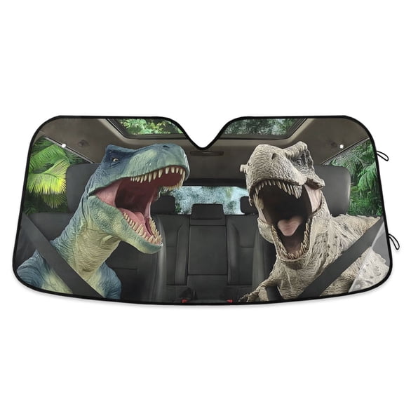 ALAZA Funny Dinosaurs Driving Pattern Car Windshield Sun Shade Foldable UV Ray Sunshade Visor Protector 55 x 27.6in