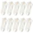 thumbnail image 3 of MZXELPRJD No Show Socks Womens 10 Pairs Casual Cute Little Daisy Mesh Splice Beaded Breathable Short Socks, Compression Socks for Women White, 3 of 4
