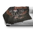 thumbnail image 3 of Day of the Dead Soft Flannel Fleece Throw Blanket, Spanish Woman with Calavera Makeup Art and Flower Blooms, Cozy Plush for Indoor and Outdoor Use, 50" x 60", Army Green Salmon, by Ambesonne, 3 of 6