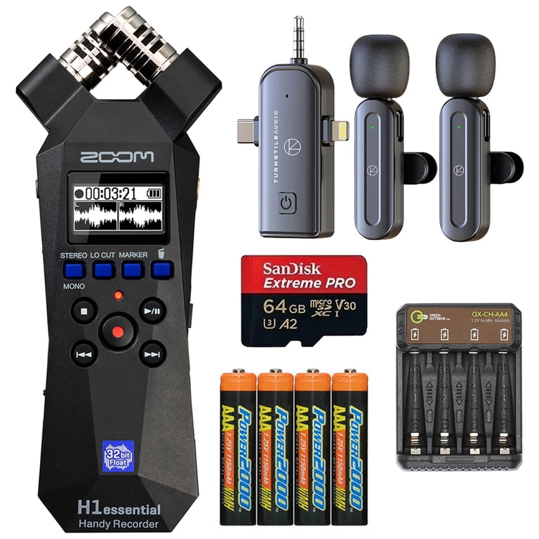 Zoom H1essential 2-Track 32-Bit Float Handy Recorder, Bundle with