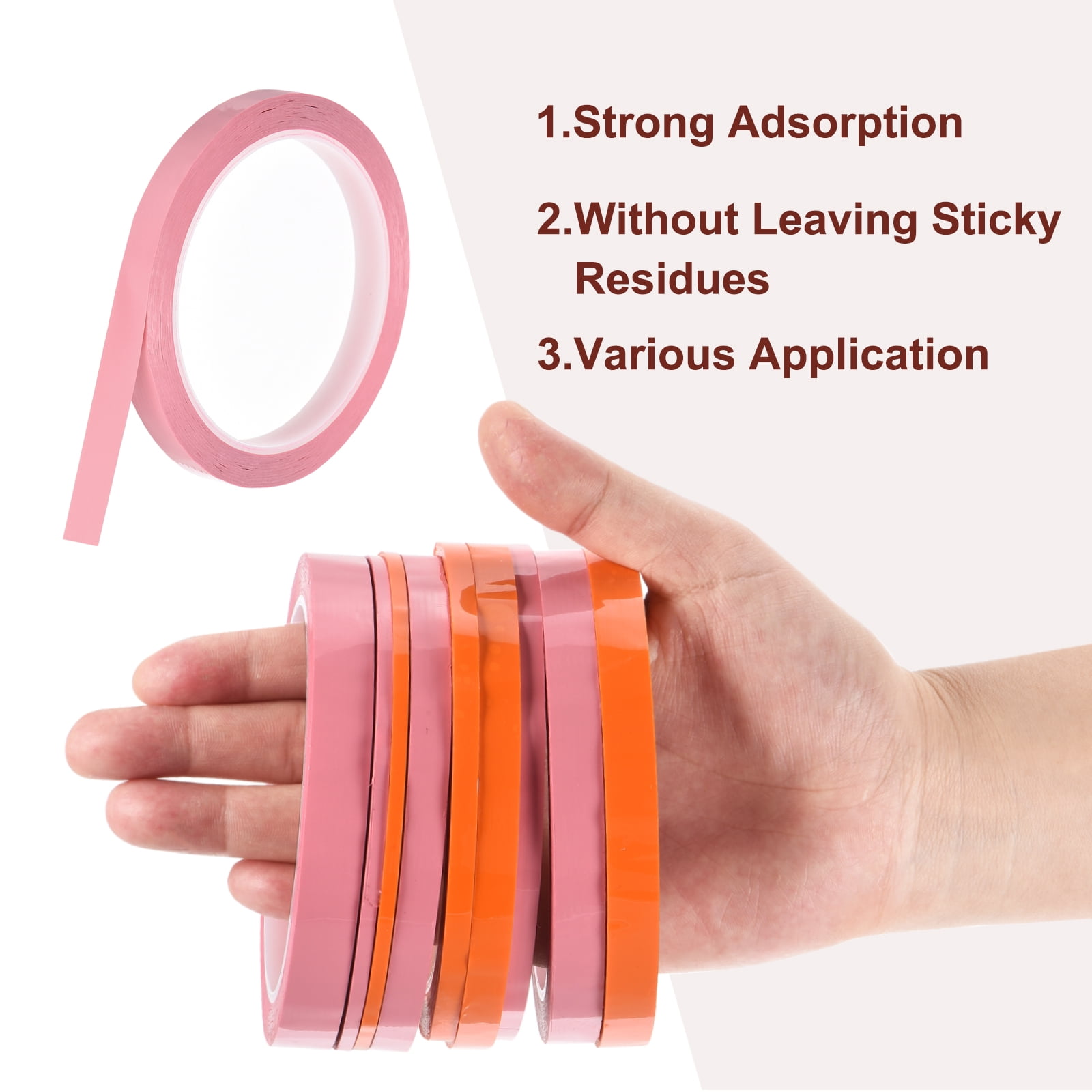 Uxcell 10 Rolls Whiteboard Tape Graphic Chart Tape 10mm 54.7 Yard Art Tape Thin Self-Adhesive Pinstripe Tape Masking Tape, Pink
